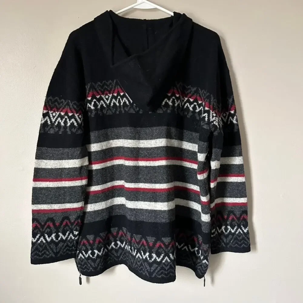 Frost Vintage Lambswool Sweater Quarter Zip Hooded Pullover Fair Isle Mens MED - Picture 7 of 10
